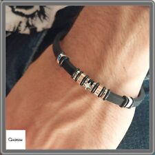 Bracciale da uomo Rosa dei Venti in acciaio e caucciù braccialetto Surfista