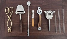 Coltello pinze apri colino agitatori 9 oggetti utensili da bar vintage metà secolo