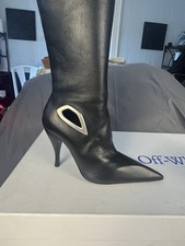 Stivali al ginocchio a mezzaluna bianco sporco mai indossati la scatola è ruvida donna 6-6,5 14" polpaccio