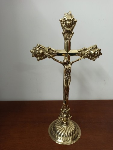 Crocifisso tavolo ottone - crocifisso,