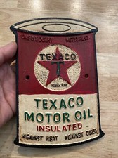 Texaco Insegna Olio Targa Raccoglitore Patina Garage Olio Carbone Benzina Gas METALLO REGALO