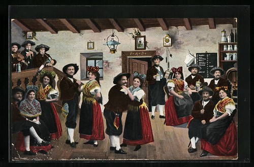 Cartolina donne uomini in - cartolina,