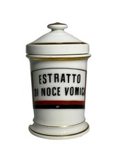 Antico barattolo porcellana farmacia ottocento Ginori Estratto di noce vomica