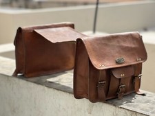 Pelle Moto Borse 2 Borsellino Lato Tre Borse (2 Sella Borsa + 1 Sedile Cover)