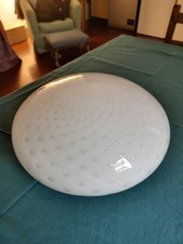 VENINI Rare 70s Round Ceiling Light in White MURANO Glass with BUBBLE Decoration