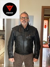 Dainese giubbotto chiodo marrone scuro da moto, taglia 48, maniche rimovibili