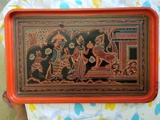 Vassoio Etnico Legno Laccato