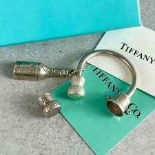 RARO Portachiavi TIFFANY & Co. Bottiglia Vino Sughero Argento 925 Donna Autentico Ottimo