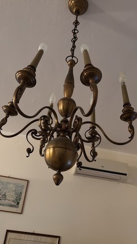 Lampadario vintage ottone 6 - lampadario,