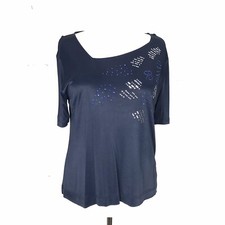 Maglia da donna blu elegante cerimonia BALESTRA XL mezze maniche sottogiacca