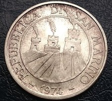 REPUBBLICA DI SAN MARINO,500 LIRE 1974 ZECCA DI ROMA,AG 835/11 GRAMMI,CONS FDC
