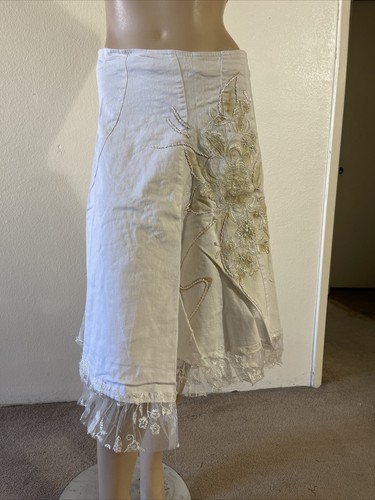 Gonna bianca denim perline