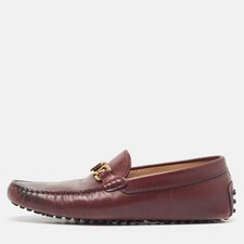 Tods Burgundy Leather Slip On Loafers Size 405