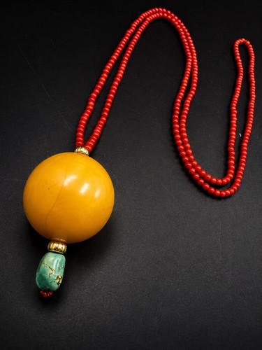 Collana con ciondolo - , ambra