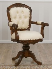 Sedia Poltrona Susan Girevole Ministeriale Presidenziale Noce Ecopelle Champagne