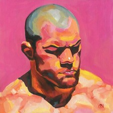 Opera d'arte originale dipinta a mano dipinto a olio uomo gay nudo maschile