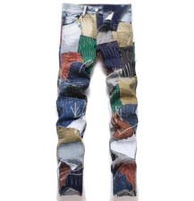 Pantaloni jeans punk uomo blu