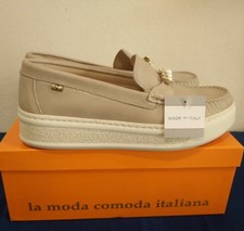 Mocassino Donna VALLEVERDE In Pelle Beige a Zeppetta Taglia 39 Con Decoro