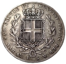 CARLO ALBERTO 5 LIRE 1844