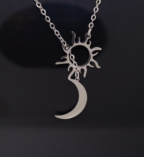 Collana sun moon - moon, acciaio