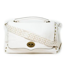 Borsa bianca donna con borchie tracolla a mano portadocumenti da lavoro ufficio