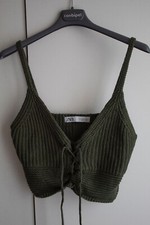 top donna zara M verde a maglia senza maniche