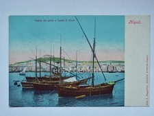 NAPOLI veduta porto Castel Sant'Elmo barche vela vecchia cartolina bis