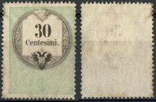 LOMBARDO VENETO 1854 MARCA DA BOLLO c. 30 CALCOGRAFICO NUOVO SENZA GOMMA SASS. 8