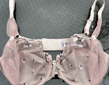 Reggiseno Lejaby France in tulle con ferretto in pizzo trasparente rosa 34D
