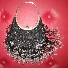 borsetta elegante da sera nera con perle