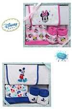 Set regalo 3pz. neonati Bavaglino + cappellino + scarpine DISNEY Minnie e Mickey