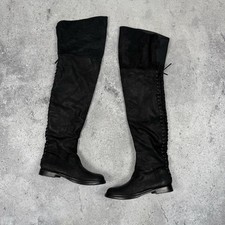 Stivali MIU MIU sopra il ginocchio stringati in pelle Avant Garde neri taglia EU 40 US 9