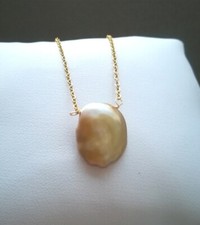 COLLANA DONNA PLACCATA ORO 23K CON GRANDE PERLA BAROCCA DORATA 19/20 MM NATURALE