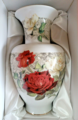 Vaso porcellana decoro rose - porcellana,
