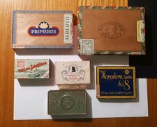 Lotto VECCHIE SCATOLE SIGARI SIGARETTE LEGNO LATTA VINTAGE GERMANIA AUSTRIA 