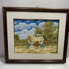 Quadro di contadini ricamato