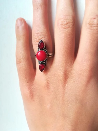 Anello corallo rosso sardo - rosso,