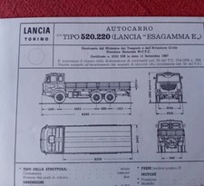 LANCIA ESAGAMMA E 520.220 3 ASSI SCHEDA OMOLOGAZIONE originale 1967 
