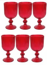 Set 6 Calici in Vetro Rosso 260ml Bicchieri Eleganti a Calice Ideali per Vino