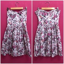 DENNY ROSE Vestito abito bianco fantasia floreale rose fucsia rosa Tg S