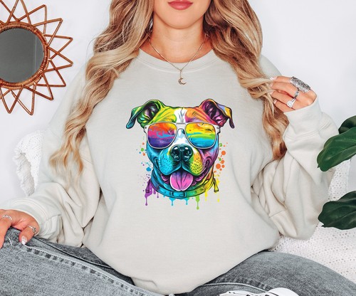 Vibrant rainbow pit bull dog - vibrant,
