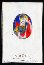 S. Martino di Tours - Quadro devozionale del XIX secolo - Quadro sacro - Santino D224