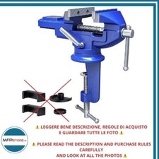 Morsa da banco in acciaio con incudine, Ganasce 80 mm, Girevole 360° - Blu