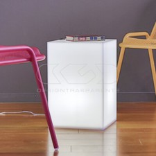 Cubo luminoso L40 comodino tavolino in plexiglass bianco