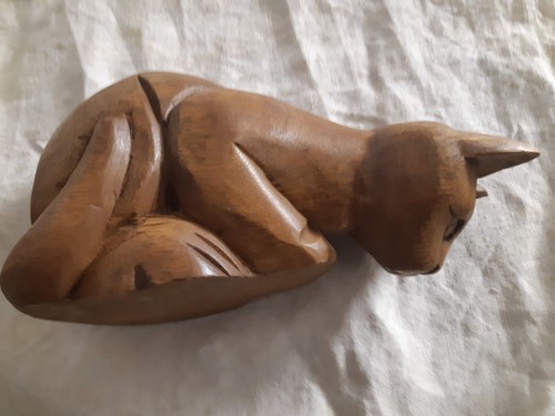 Gatto scultura legno - in,