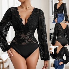 Tuta nera in pizzo trasparente