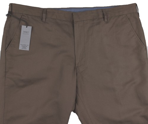 Pantalone lino marrone - m&s,