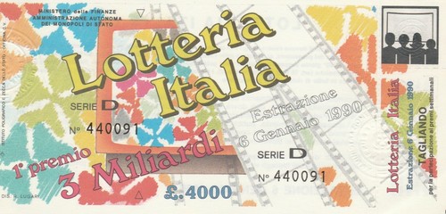 Biglietto lotteria italia - lotteria, del