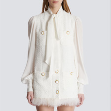 Abito donna tweed bianco