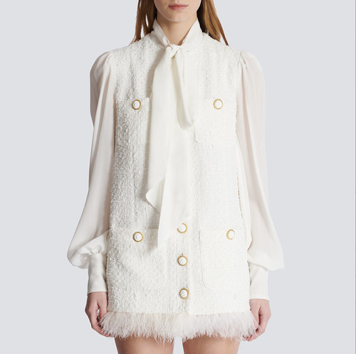 Abito donna tweed bianco